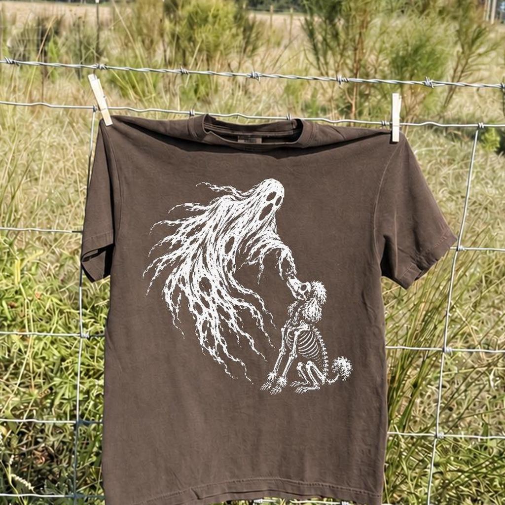 Dog Skeleton Comfort Colors Shirt, Vintage Halloween Poodle Ghost Tee, Spooky Gothic Dog T-Shirt