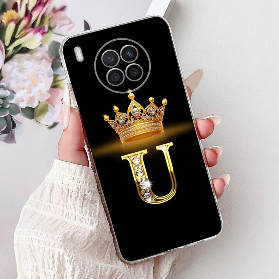 For Huawei Nova 8i Case Honor 50 Lite New Crown Letters Cover Clear Silicone Soft Slim Phone Case For Honor 50 Lite Nova8i Shell