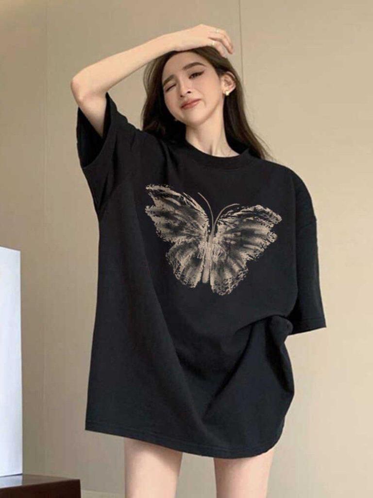 Women's Plus Size Retro Oversized Short Sleeve Mid-Length T-shirt