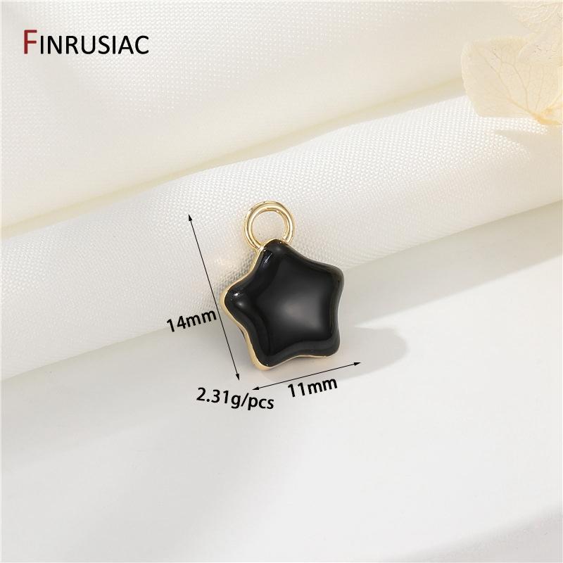 DIY Necklace Accessories 14K Gold Plated Brass Enamel Heart Moon Star Charm For Handmade Pendant Jewelry Making Supplies 1 piece