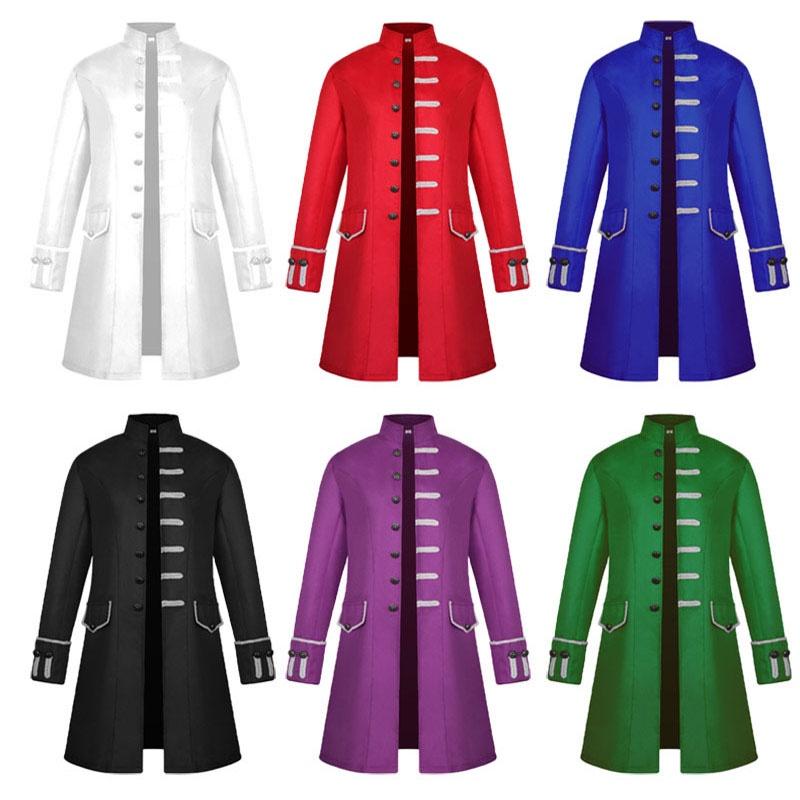 Medieval Renaissance Men Steampunk Jacket Gothic Retro Uniform Windbreaker Coat