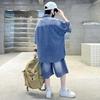 Jungen Denim Anzug Sommerkleidung Neues Kinder Kurzarmhemd + Shorts Sport Koreanische Trainingsanzüge Sets Kinder Luxus Kleidung Anzug