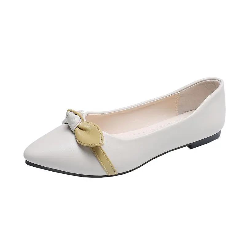 Fashion With Heel Women's Flat Shoes Slip-on Bow Moccasins Cheap Liquidation Popular Korean Style High Quality Fashion Ladies Footwear
