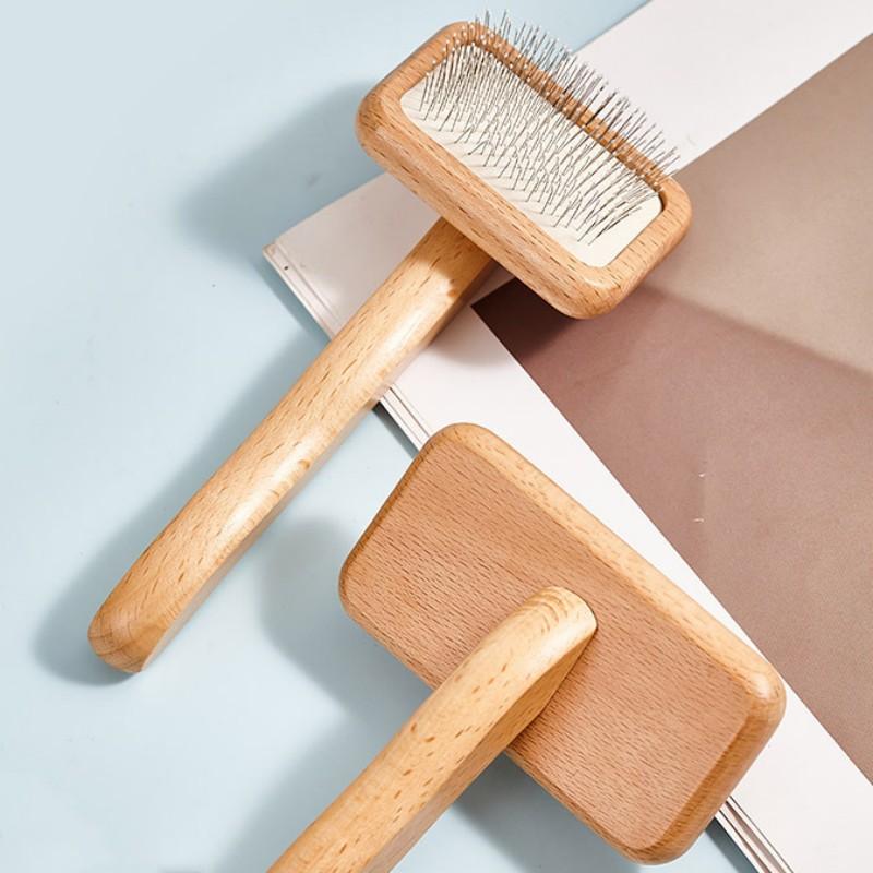 Dog Brush Wooden Dogs Comb Pet Hair Remover Dog Hair Comb Comfortable Handle Combs for Cat Hair Knot Cleaning Massage Cat Brush
