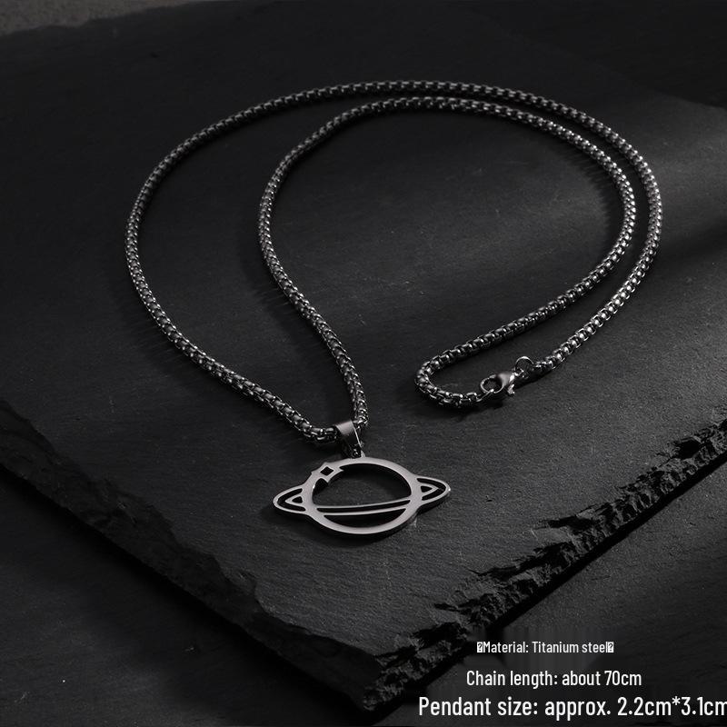 Women's Trendy Titanium Saturn Necklace - Versatile, Simple, Non-Fading Design