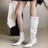 Designer Sexy Patent Leather Woman Knee-High Boots Thin Heels Long Booties Belt Buckle Strap Stripper Shoes