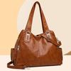 Solid Color Shoulder Bag For Women High-Quality Soft Leather Casual Tote Bag Ladies Vintage Crossbody Messenger Handbag
