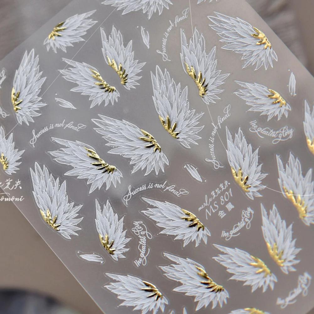 Waterdrop Geometric Butterfly Gold Stamping Moon 5D Nail Art Sticker Elegant Metal Self Adhesive Decoration Manicure Decal
