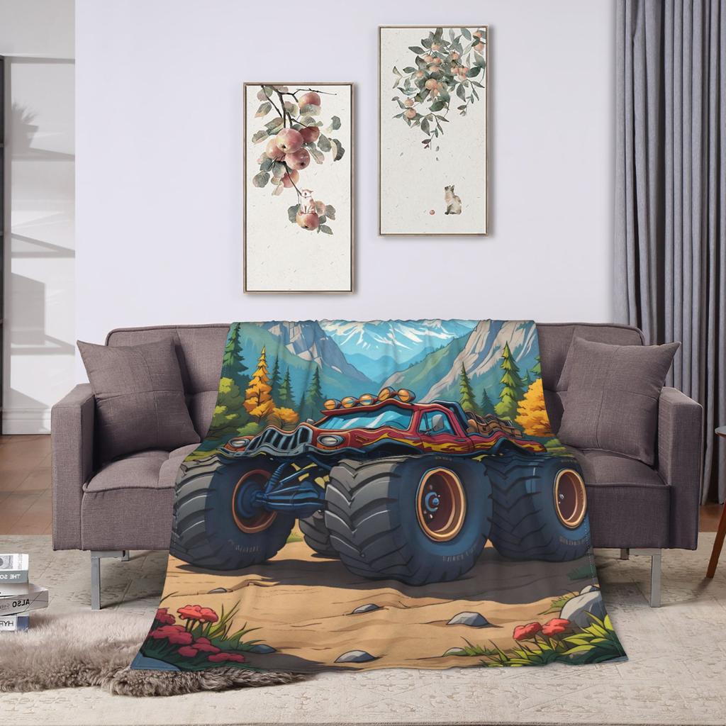 Monster Trucks Car Loves Warm Soft Blanket  Girls Boys Plush Throw Blanket Fashion Living Room Flannel Bedspread Sofa Bed Cover