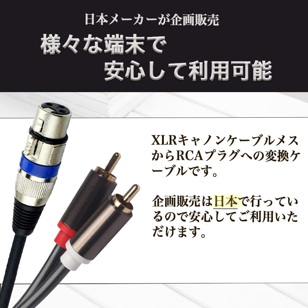 AZNABLE XLR zu Cinch Konvertierungskabel für Mikrofone (Weiblich, 3m)