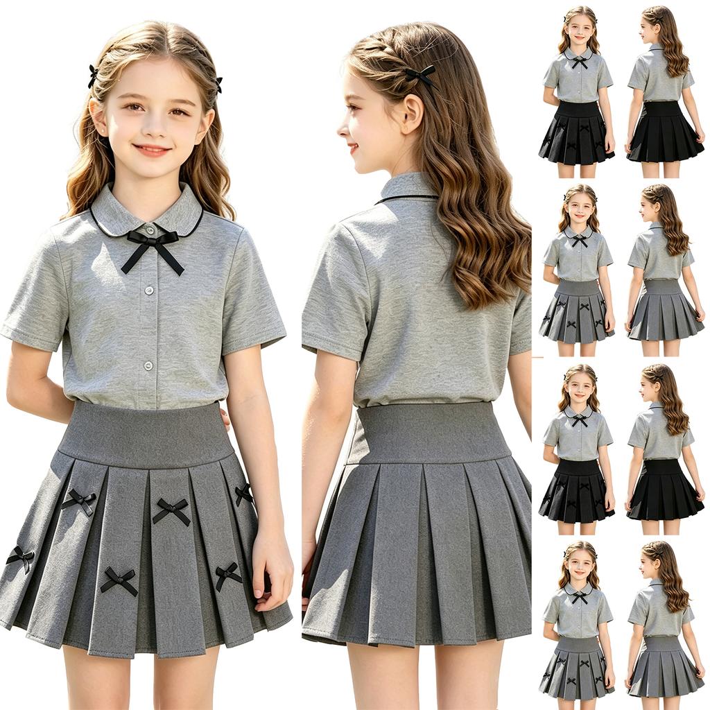 Girls' Pleated Skirt - Color School Uniform Skirt