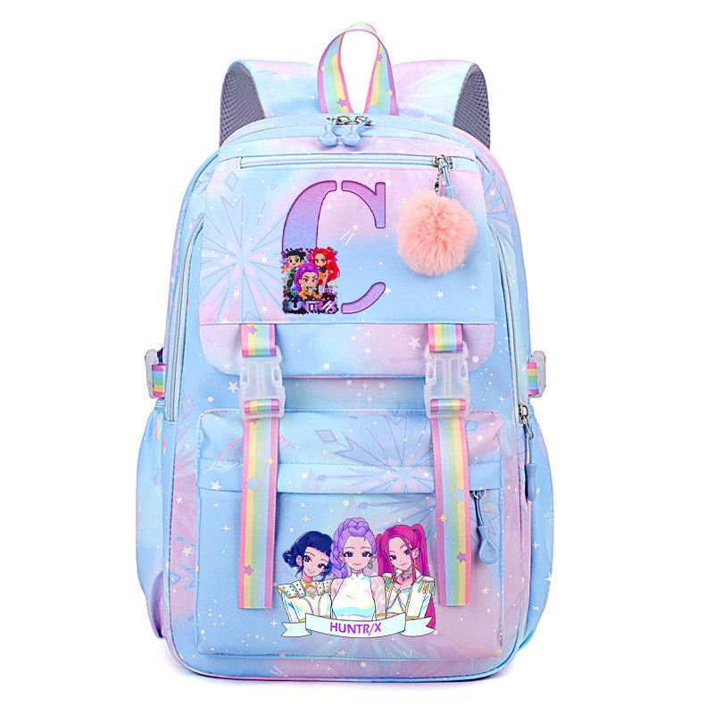 Anime Cartoon Letter Print Small Fresh Rainbow Backpack Korean Version Trend Student Large Capacity Schoolbag