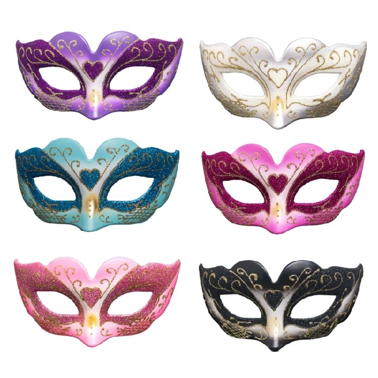 Luxurious Kids Girls Half Face Venetian Mask Mardi Gras Glitter Mask for Masquerade Prom Parties and Themed Celebration