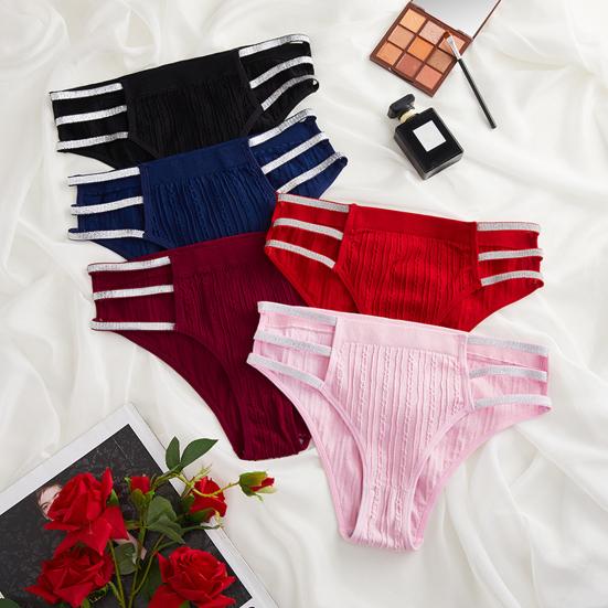 

Женские трусики с блестками и блестками на средней талии, контрастные цвета, хорошая воздухопроницаемость, женские трусы, женское повседневное нижнее белье M темно-синий