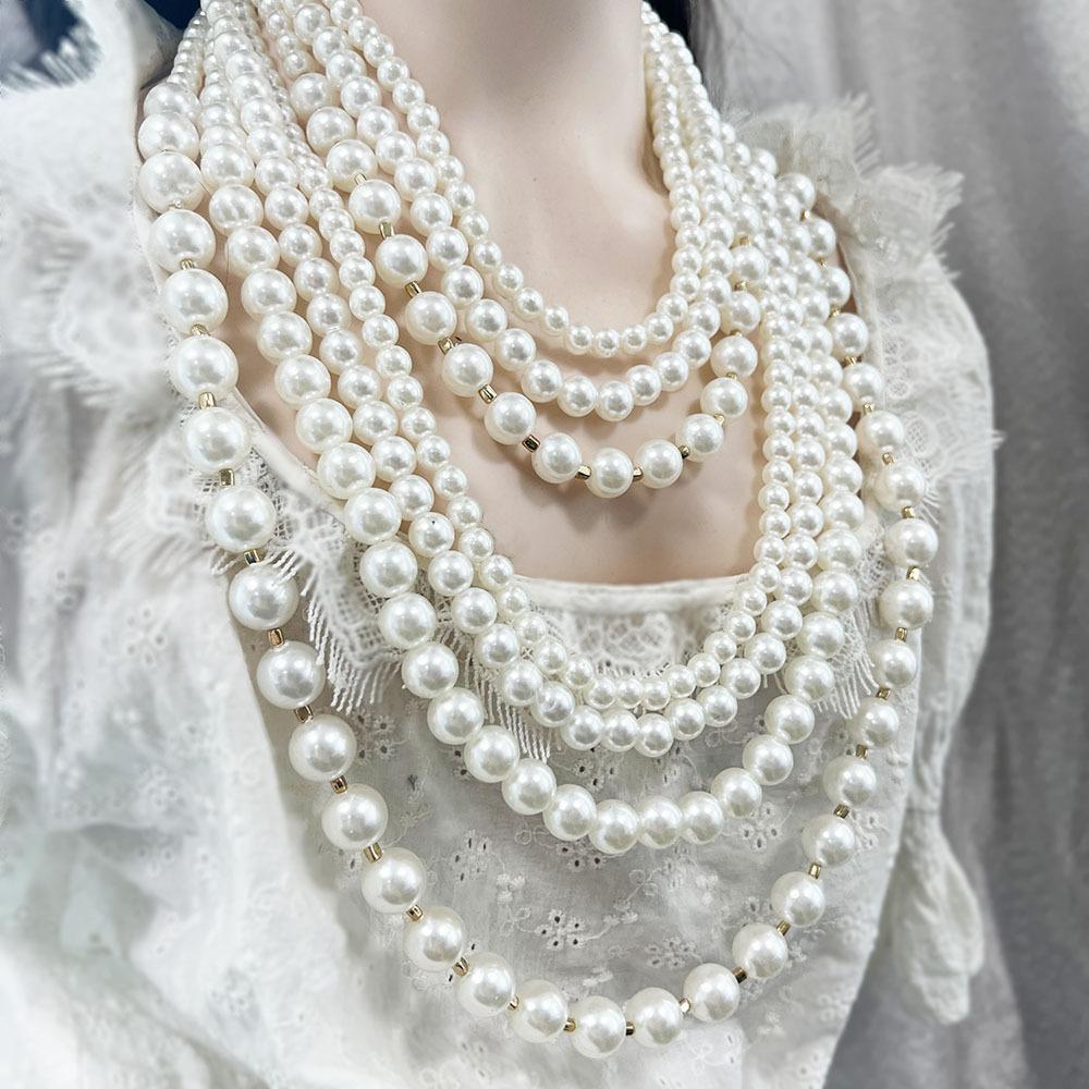 European and American fashion imitation pearl necklace multi-layer high-end versatile accessories new beaded chain