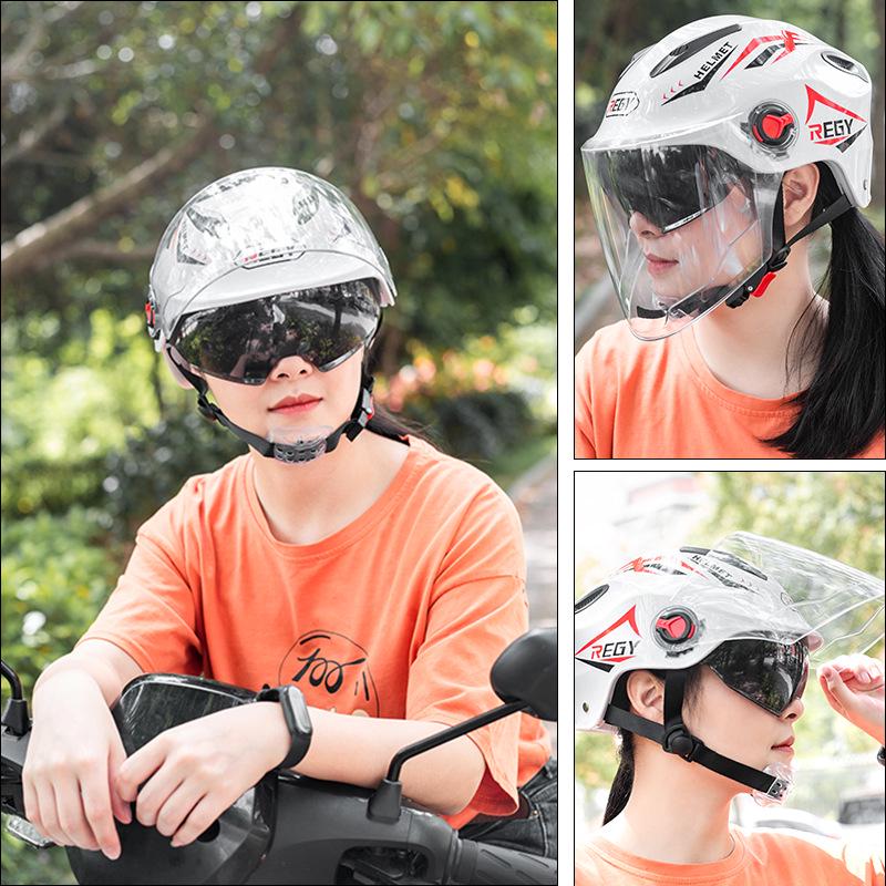Dual-Lens Electric Vehicle Helmet for All Seasons - Unisex