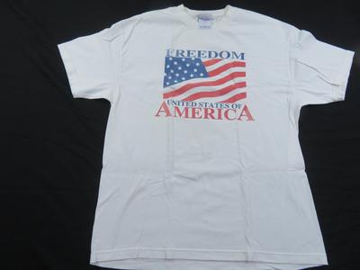 Freedom United States of America Flag White T-shirt Sz XL Y2K L10