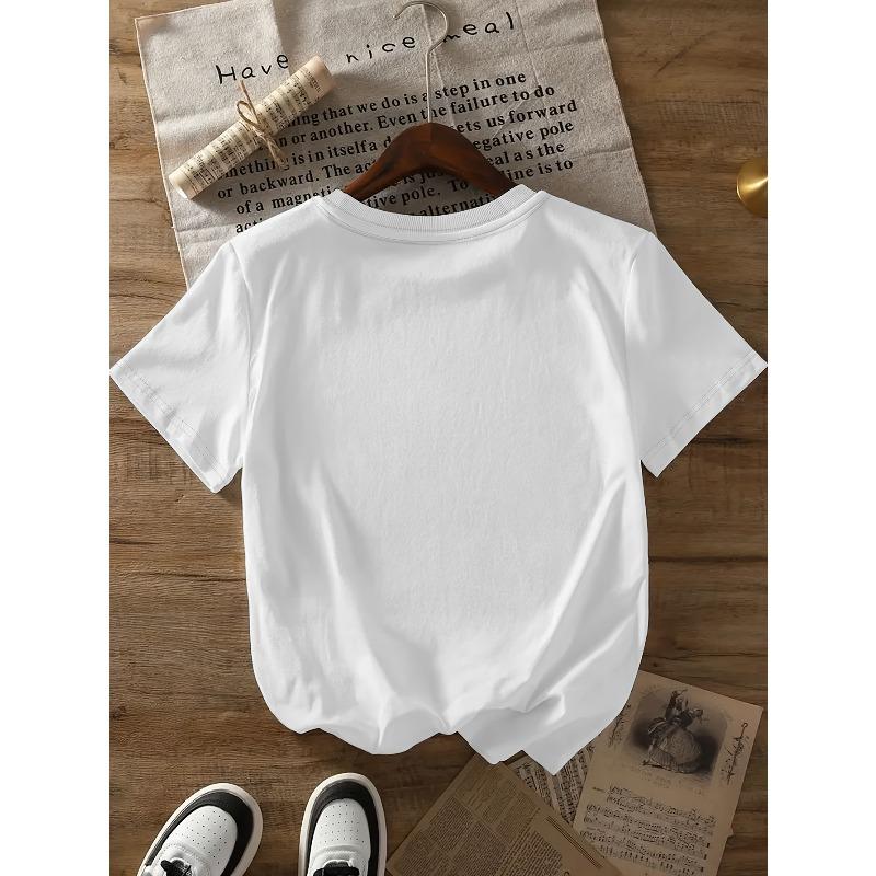 Women'S Popular Fashion Pure Short Sleeve T-Shirt with 'HAKUNA MATATA' Swahili Print, Spring Summer Style, 1pc Elegant Party Pure Short Sleeve T-Shirt