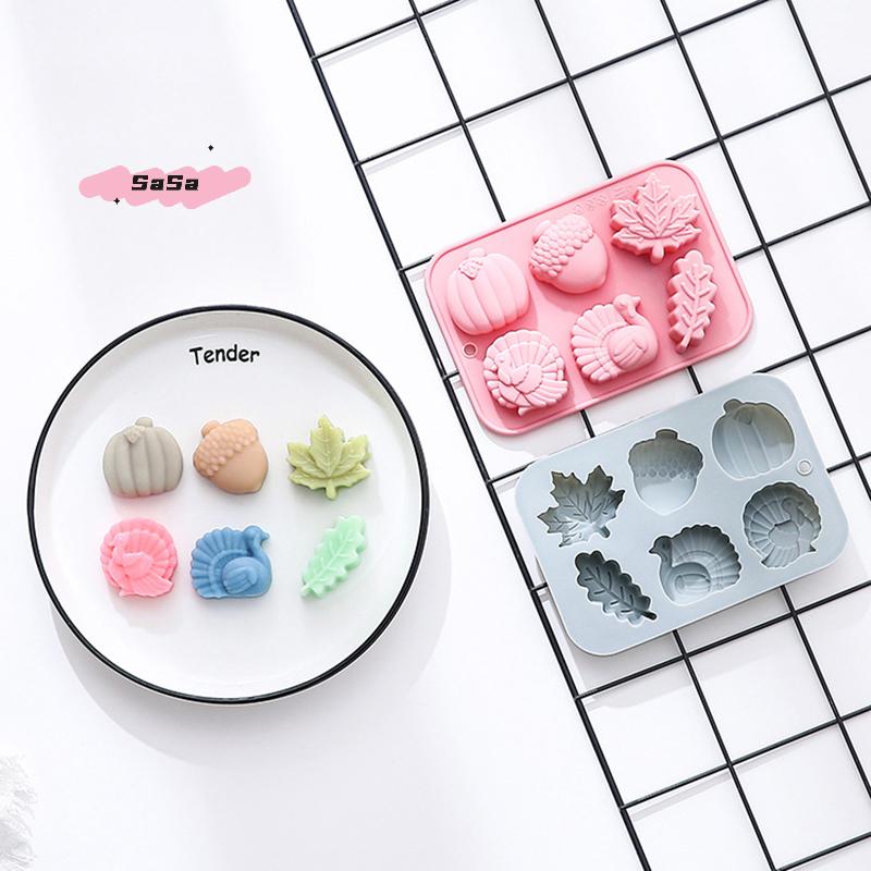 3D Pumpkin Silicone Mold Fall Thanksgiving Halloween Autumn Leaf Acorn Turkey Shape Chocolate Mold for Baking And Cooking