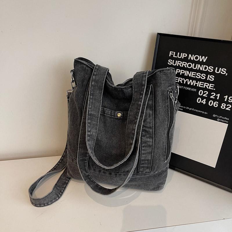 Denim Tote Bag Women Shoulder Bag Vintage Handbag