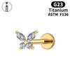 G23 Titanium Butterfly Lip & Ear Cartilage Stud Earrings with Internal Thread - Simple, Luxurious Design for Women's Piercings