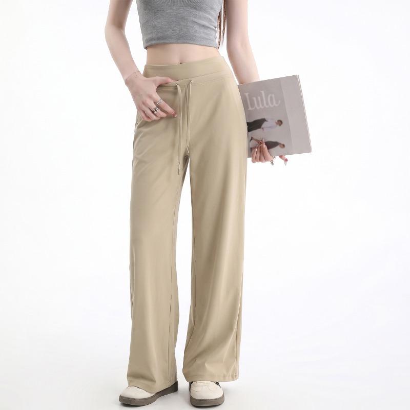 High waist yoga wide leg pants women's summer thin straight yoga pants women's high waist hip lift sports loose straight pants narrow version