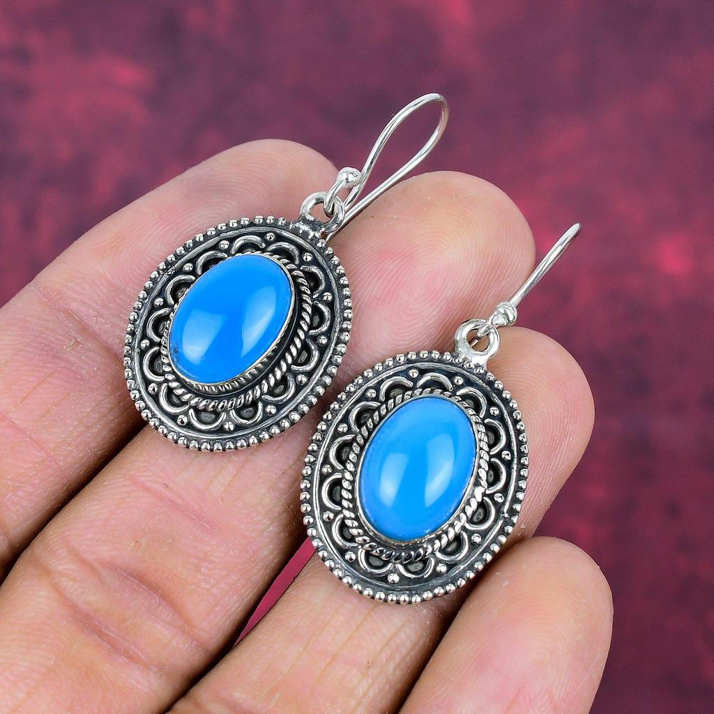 Boucles d'oreilles turquoise de la Belle au bois dormant, bijoux en argent sterling massif 925 avec pierres précieuses, boucles d'oreilles faites à la main, pour Thanksgiving