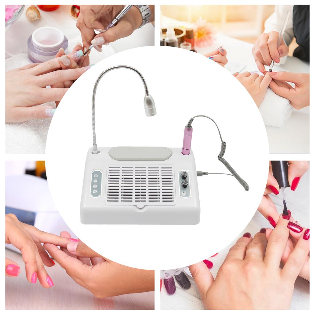 5-in-1 Professional Nail Vacuum Dust Extractor 30000 RPM 40W Electric Nail Drill with 48W/96W UV LED Nail Lamp