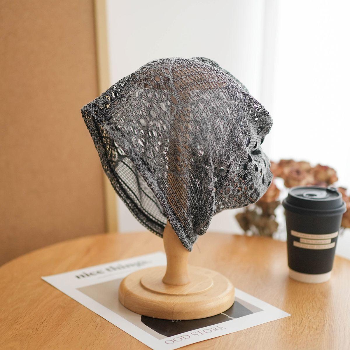 

Шляпа-стопка Женская Тонкая Дышащая Весенне-летняя Большая Голова Полая Шляпа-головной убор Шапка Баотоу Холодная Шапка Худи серый