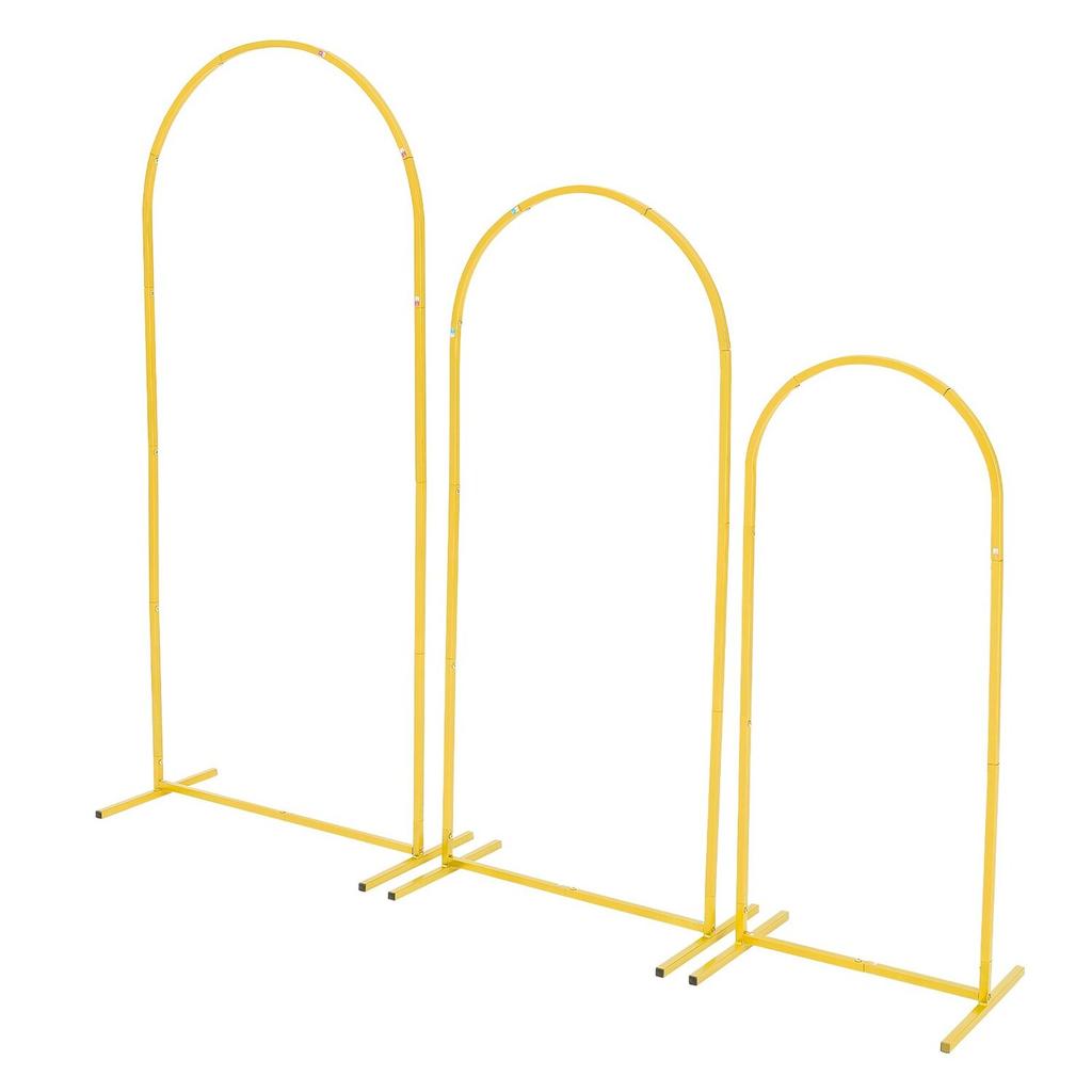 Arch Backdrop Stand, Set of 3, 1.8/1.5/1.2 M, Stable Structure, Easy Assembly, Gold Metal Arch Backdrop Stand for Wedding, Birthday Party, Graduation,
