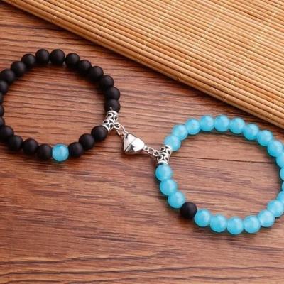Heart-to-heart Attraction Couple Bracelet Female, Niche Design Sense Magnet Trend Bracelet Set Jewelry Trend
