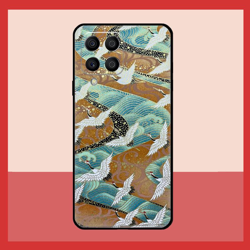 Art Crane Waves Case For Samsung Galaxy M56 M12 M06 M32 M52 M35 M55 M15 M11 M13 M14 M16 M36 M31 M53 M34 M54