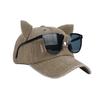 Cute cat ears pilot glasses baseball cap women street trend washed old cap outdoor sun protection cap