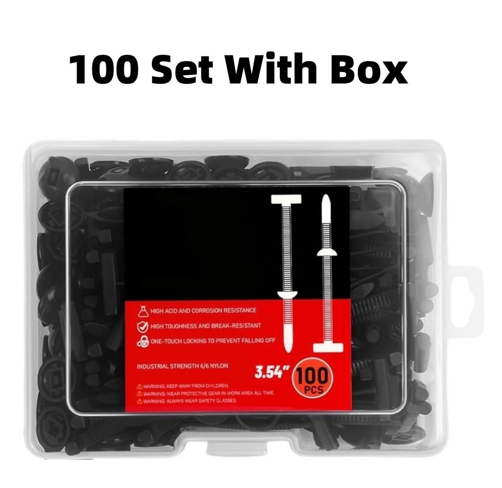 1000-100set Self-locking Universal Nylon Cable Tie Buckle Heavy Duty Zip Ties with Pin & Button Car Daily Repair Fastening Strap