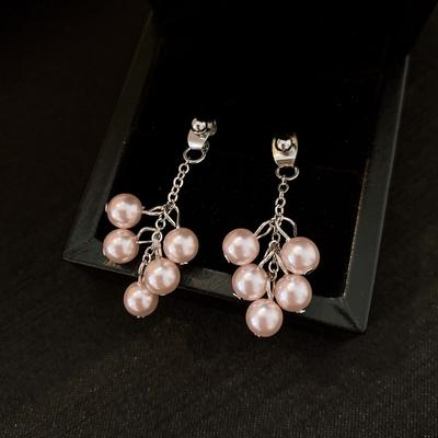 Manta Rose Traube Kette Perlenohrring für Damen 2025 Leichter Luxus High-End Retro Stil Hängeohrringe Luxus Designer Zirkon