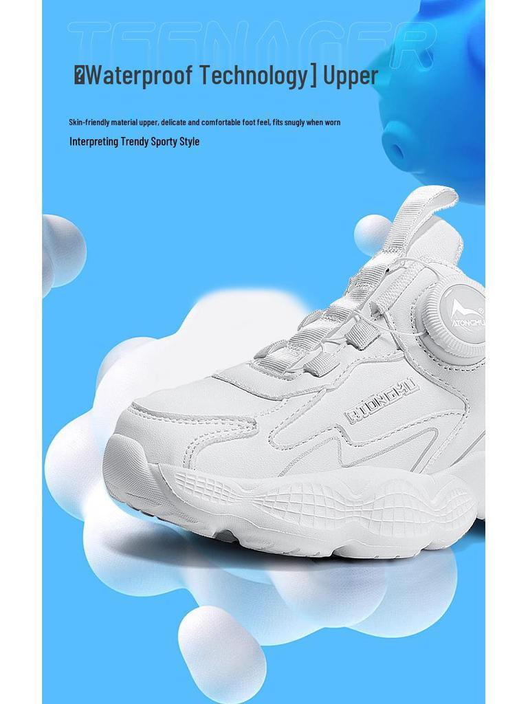 Astro Boy Children's Mesh Running Shoes - White Solid Color, Summer Sports Shoes with Rotary Buckle for Boys
