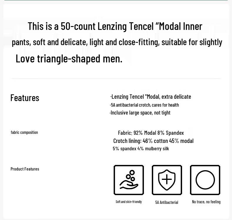 Songshan Men's Modal 50S Antibacterial Mid-Rise Briefs