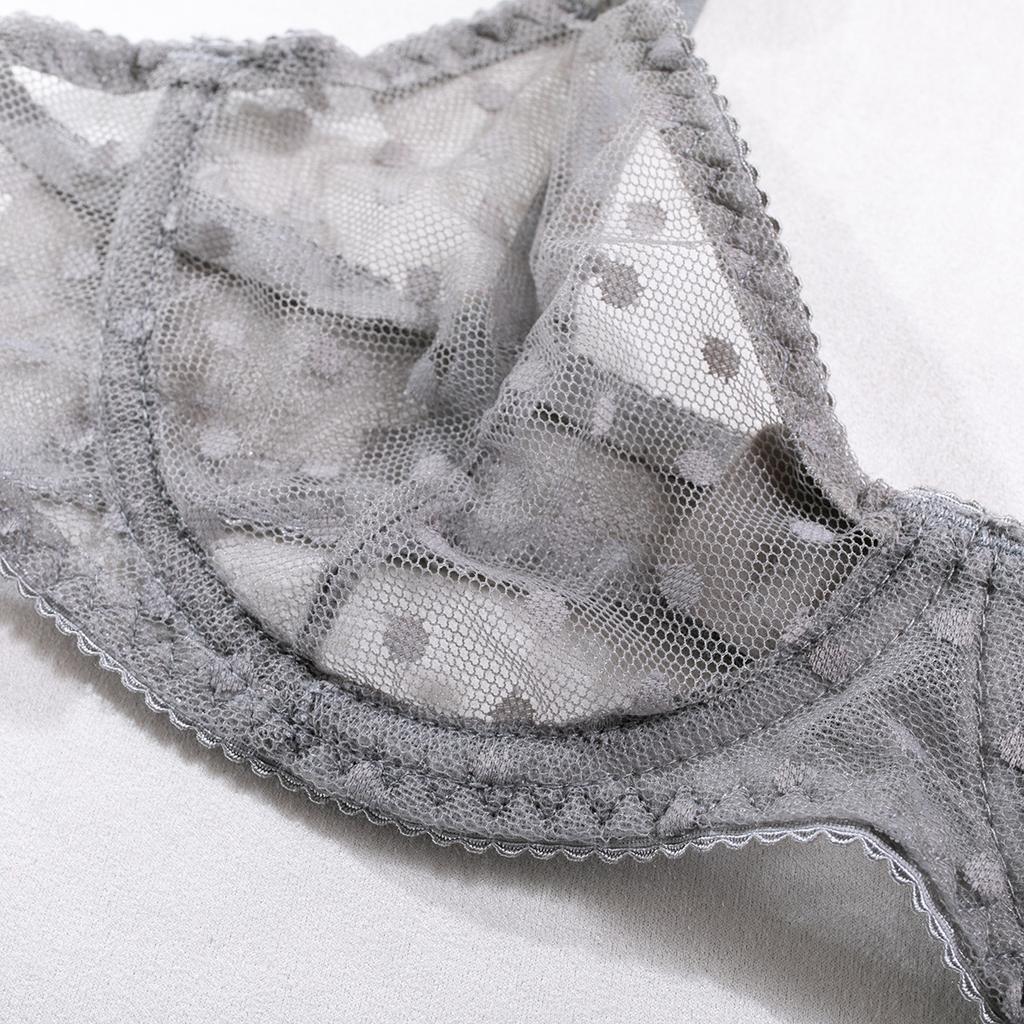 Ästhetisches Grunge Ultra Dünne Sets Damen Durchsichtig Sexy Gepunktet Halbschalen Zweiteiliges Set Mode Tanga Dessous Anzug