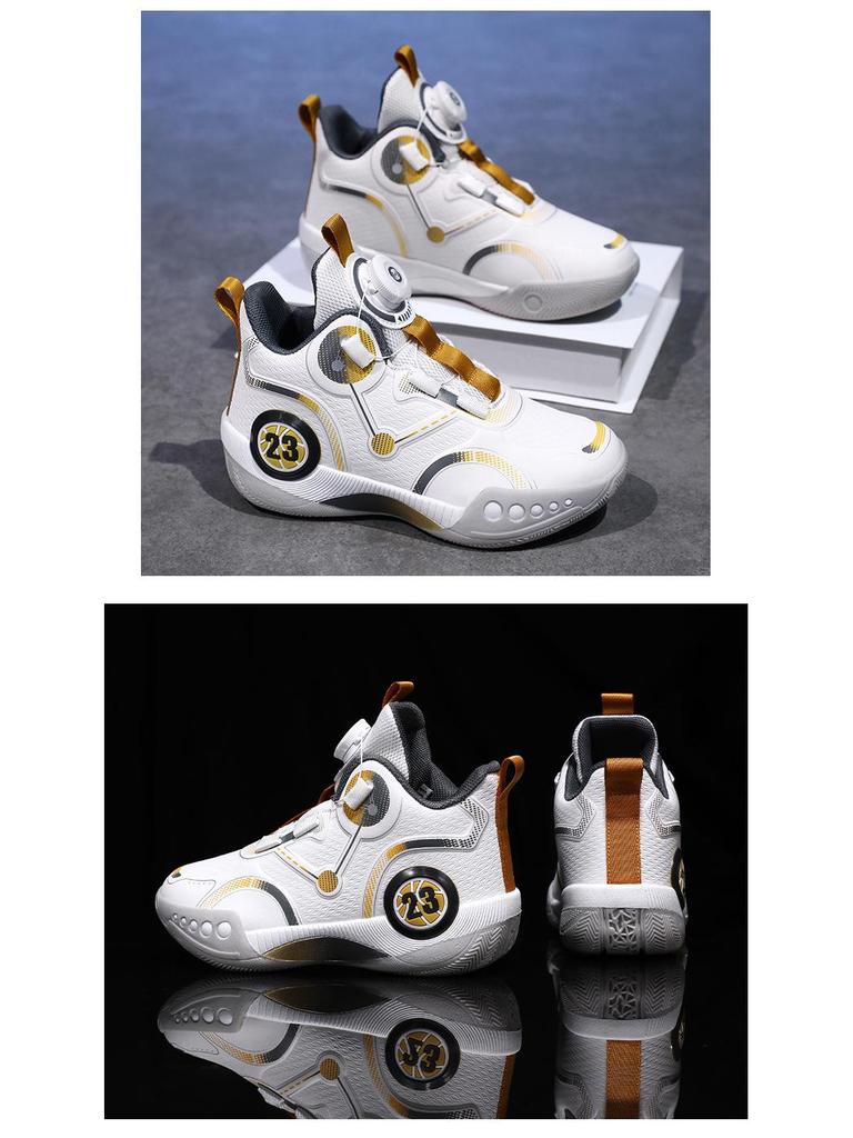 Kids' 2025 Spring/Autumn Basketball Shoes: Non-Slip, Rotary Button, Boys' Training Sneakers for Middle/Big Kids