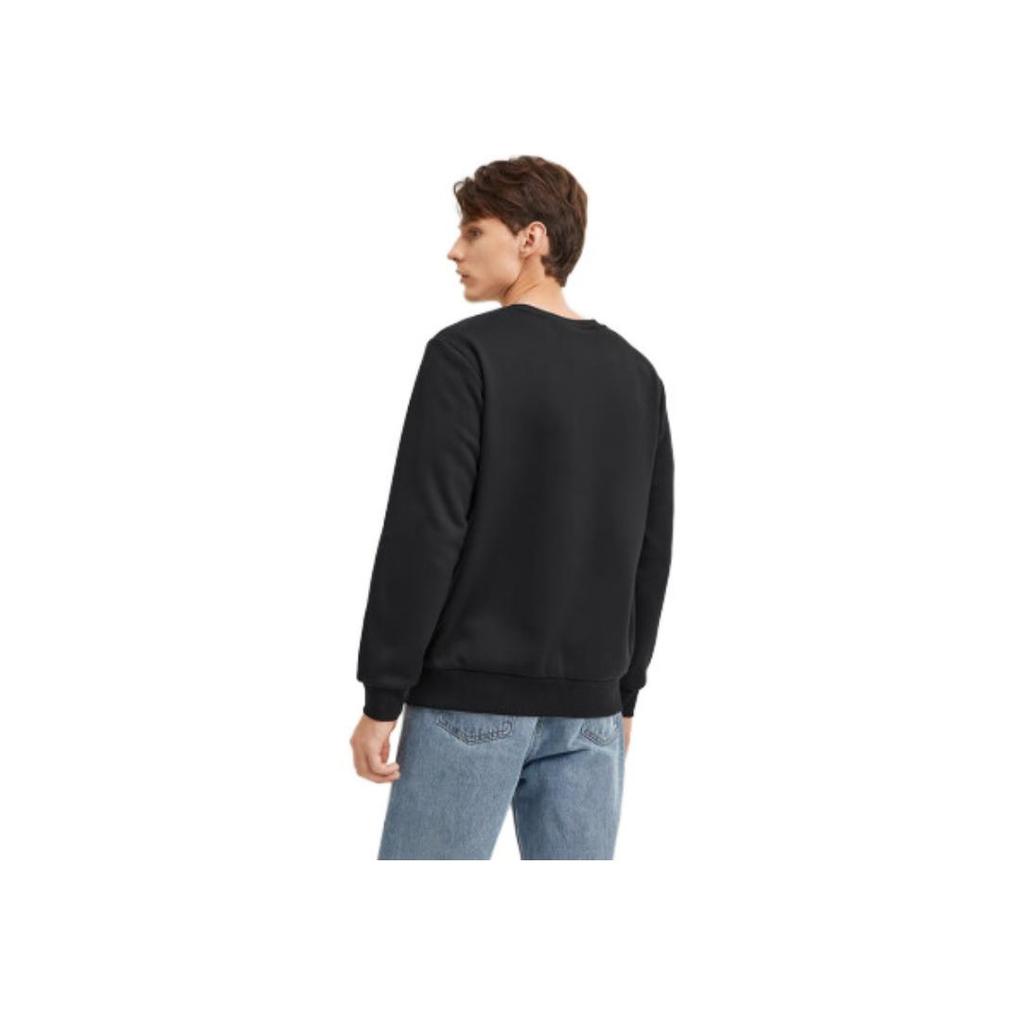 Skechers Letter Round Neck Knitted Fleece Pullover Sweatshirt Unisex sweatshirt Carbon-Black L423M173-0018