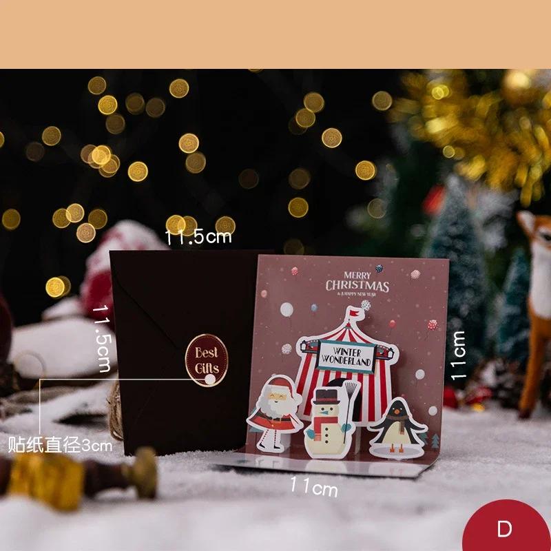 6/1PC 3D Christmas Pop-up Card Santa Snowman Xmas Greeting Cards New Year Decoration Party Invitations Gift Friends Postcard