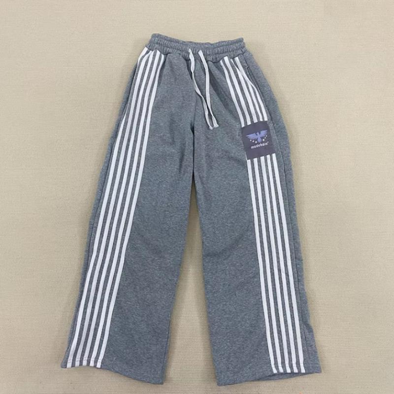 

Европейская и американская уличная ретро повседневная мода прямые широкие полосатые брюки XL серый