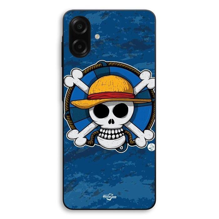 Coque Pour Samsung Galaxy A06 One piece tête de mort logo fond bleu manga anime Maniacase