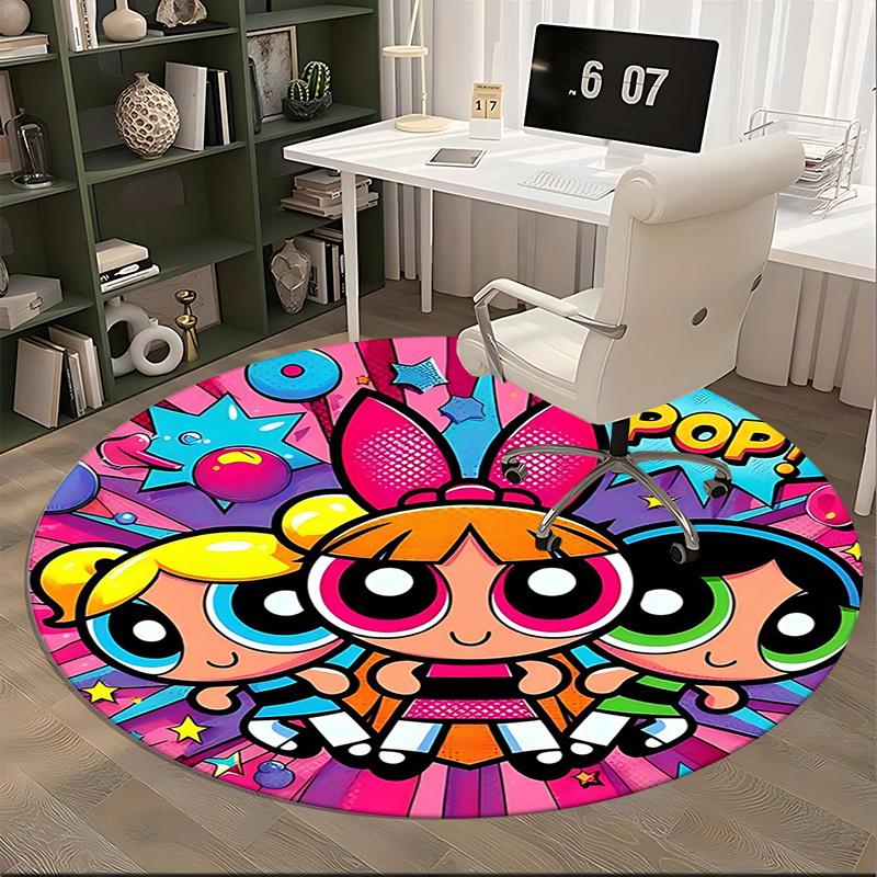 Powerpuff Girls, Chair Mat Round Rug Office Carpet, Non Slip, Suitable for Living Rooms, Bedrooms,Decor1205886a