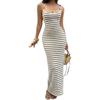 European and American New Dresses Striped Knitted Versatile Casual Neck Holiday Dresses Spot Wholesale