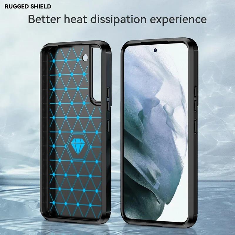 Carbon Fiber Texture TPU Case for Samsung Galaxy S23 Ultra S22 Plus S21 FE S20 S10 Note 20 10 Shockproof Protective Business Full Protection Cover
