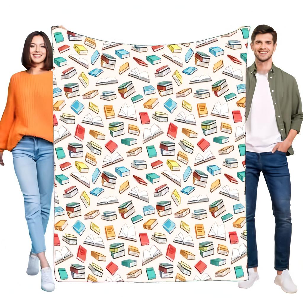 Cozy Book Pattern Blanket Soft and Warm Bed Sofa Throw Lightweight, Perfect for Reading Lovers, Ideal Gift for Bookworms and Stu