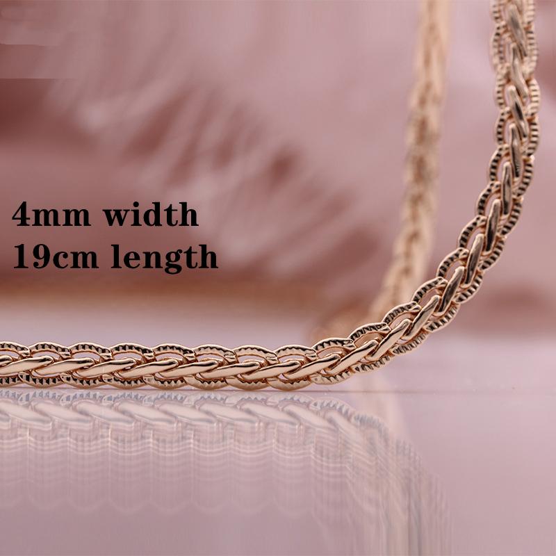 

Браслет из розового золота, медный браслет-цепочка, итальянский ремесленный изысканный, гладкий, удобный для ношения, цепочка для женщин, лучший подарок 4mm*19cm