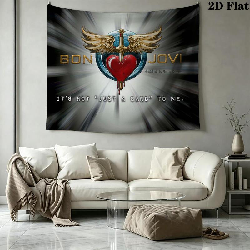 Bon Jovi Band Wall Tapestry Aesthetic Wall Hanging Printed Fabric Blanket Decorative Tapestries for Bedroom Living Room Home Decor