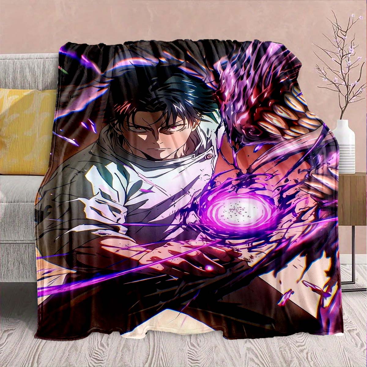 

Jujutsu Kaisen Flannel Fashion Blanket Warm Soft Cozy Throw Lightweight Sofa Bed Decor -QJY 75x90cm